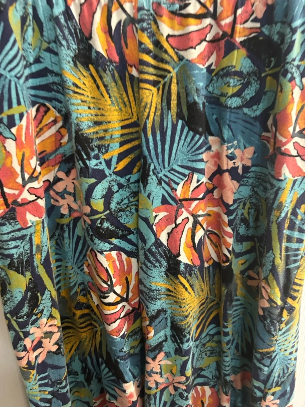 Denim & Co BEACH Pants size large tropical Wide Leg Beach Jersey d&co Stretch - Picture 2 of 4